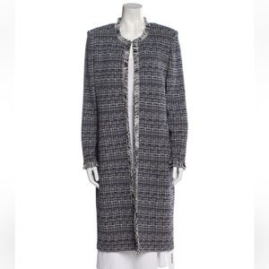 St. John Collection Jacket/Duster in Navy & White w/ Tweed-like Details size 10